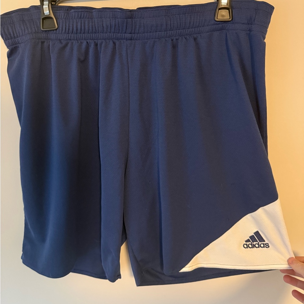 Adidas Men's Navy and White Athletic Shorts